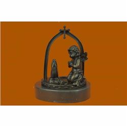 Solid Praying Baby Angel Bronze Sculpture