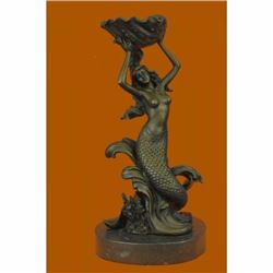 Beach Cabin Decor Hot Cast Bronze Mermaid Candle Holder Sculpture