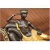 Image 1 : A Girl laying in the bed Bronze Sculpture on Marble base
