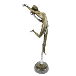 Nude Girl Leaping In Air Bronze Sculpture