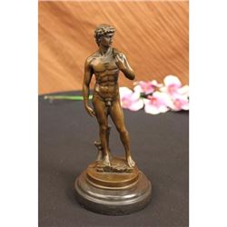 Renaissance Of Nude David Bronze on Marble base Sculpture