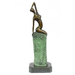 Nude Alluring Girl On Pedestal Bronze Sculpture