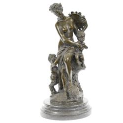 Nude Lady With Baby Bronze Sculpture on marble base Figure