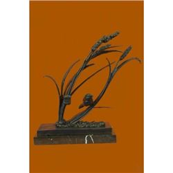 Bird Marshland on Marble Base Bronze Sculpture