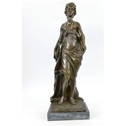 Nude Woman Elegant Bronze Sculpture on Marble Base Statue