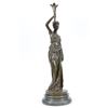 Image 1 : Roman Girl Bronze Statue on Marble base Sculpture