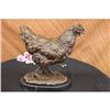 Image 1 : Chicken Farm Animal Edition Bronze Sculpture on Marble Base Figurine