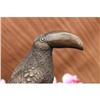Image 2 : Lovely Bird Genuine Pure Hot Cast Bronze Statue on Marble Sculpture Figure