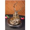 Image 5 : Elk-Buck-Stag trophy Bronze Statue on Marble Base Sculpture