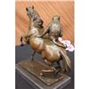 Image 3 : 15" French Bronze Eximous Monkey Sit Horse Statue