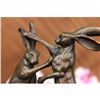 Image 3 : Two Hares Boxing Vienna Bronze Sculpture