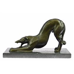 Greyhound Racing Dog Lost Wax Hot Cast Bronze sculpture on Marble base