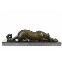 Patient And Loving Greyhound Dog Bronze Sculpture on Marble Base Statue