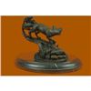 Image 4 : Fox Wild Animal Bronze Statue on Marble Base Sculpture