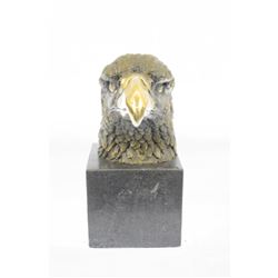 Detailed Eagle Bronze Marble Bust Head Art Sculpture (9"x4")