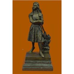 Art Deco Joan of Arch Bronze Sculpture on Marble Base Figurine