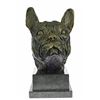Image 1 : Man Best Friend French Bulldog Bronze Sculpture on Marble Base Statue