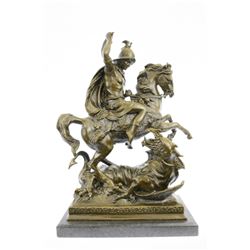 21" Tall Catholic St George Dragon Slayer Patron Military Saint Bronze Statue