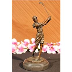 Golfing Trophy Bronze Sculpture on Marble Base Statue