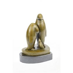 Penguin Trio Bronze Sculpture on marble base Figurine