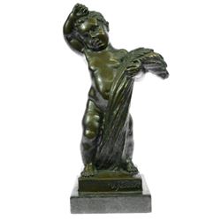 Nude Baby Bronze Sculpture on Marble base Statue