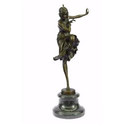 Dancer Bronze Statue on Marble Base Sculpture