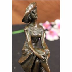 Fashion Model Sitting on Chair Bronze Sculpture