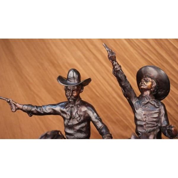Four Cowboys With Gun Old West Bronze Sculpture
