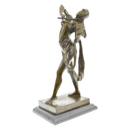 Erotic Nude  Blindfold Female Violin Player Bronze Sculpture