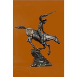 Cowboy With Gun Bronze Sculpture on Marble Base Statue