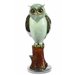 Screech Owl Bird Bronze Sculpture