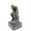 Image 6 : Thinker Symbol of Philosophy Bronze Sculpture on Marble Base Figure