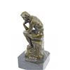 Image 7 : Thinker Symbol of Philosophy Bronze Sculpture on Marble Base Figure