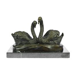 Two Swan Dancing Bronze Sculpture