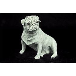 White Patina Bronze Miniature Pug Dog Bronze Sculpture