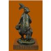 Image 1 : Easter Bunny and Baby Bronze Sculpture on Marble Base Figurine
