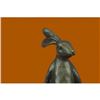 Image 2 : Easter Bunny and Baby Bronze Sculpture on Marble Base Figurine