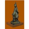 Image 3 : Easter Bunny and Baby Bronze Sculpture on Marble Base Figurine
