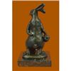 Image 4 : Easter Bunny and Baby Bronze Sculpture on Marble Base Figurine