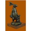 Image 5 : Easter Bunny and Baby Bronze Sculpture on Marble Base Figurine