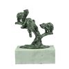 Image 1 : Green Patina Grizzle Bear Family On A Tree Stub Bronze Sculpture