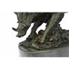 Image 3 : Wild Boar Jumping Bronze Figurine on Marble Base Sculpture