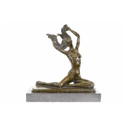 Girl Bronze Sculpture on marble base Figure