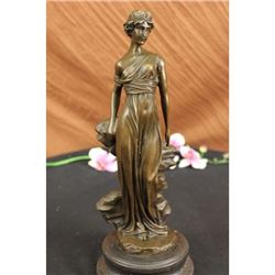 Roman Lady Bronze Statue on Marble Base Sculpture