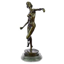 Nude Girl Ball Player  Bronze Sculpture