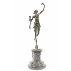 Erotic Nude Girl With Tulip Flower Bronze Statue