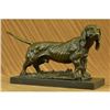 Image 4 : Basset Hound Dog Bronze Sculpture On Marble Base Figurine