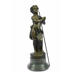 Boy Praying Bronze Sculpture on marble base