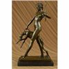 Image 1 : The Hunter with Hunting dog Bronze Sculpture on Marble Base Statue