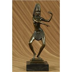Egyptian Dancer With Exotic Costume Bronze Sculpture on Marble base Statue